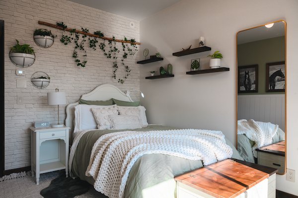 bedroom with plant display