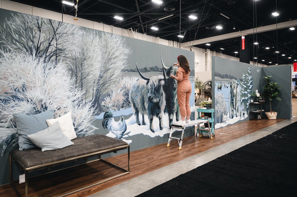 Trade show mural highland cow Mckenna Prather