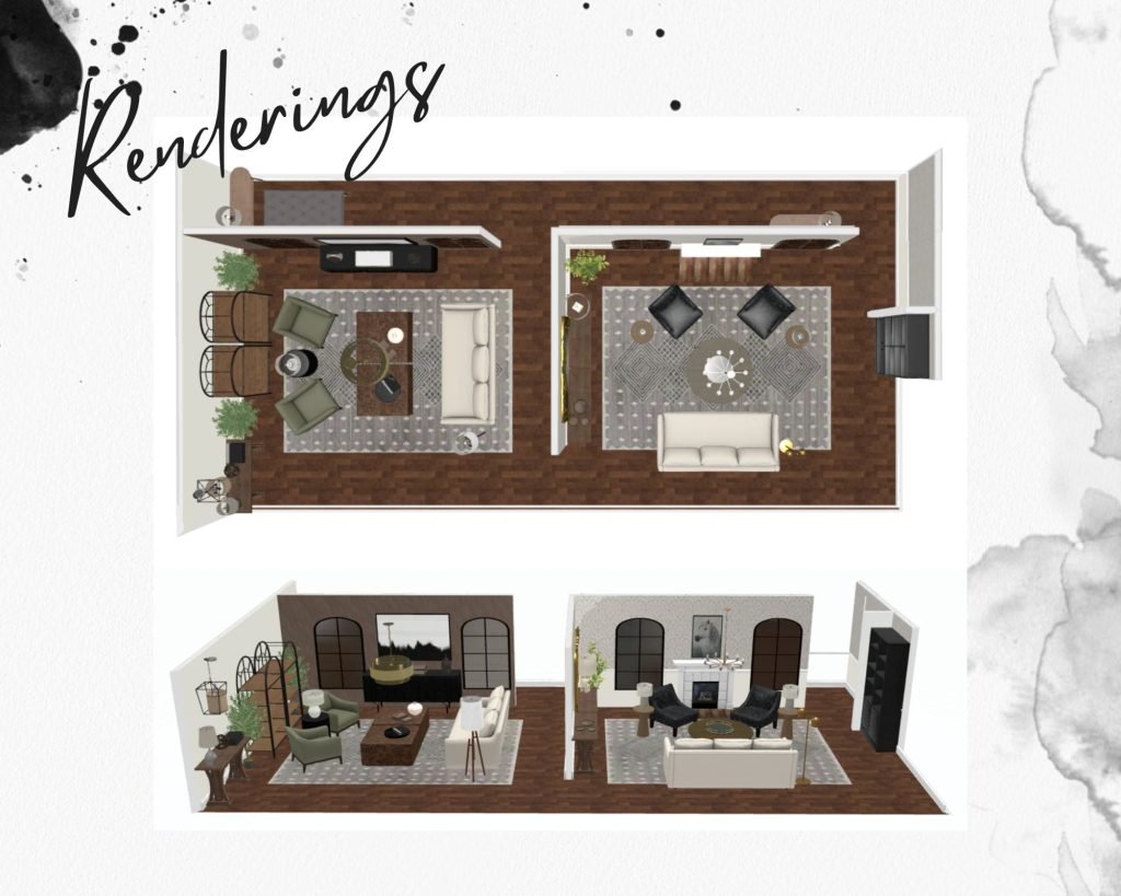 Renovation Show Wabi Sabi Room Interior Decorating Both Rendering Unshelf Design. Living room render design.