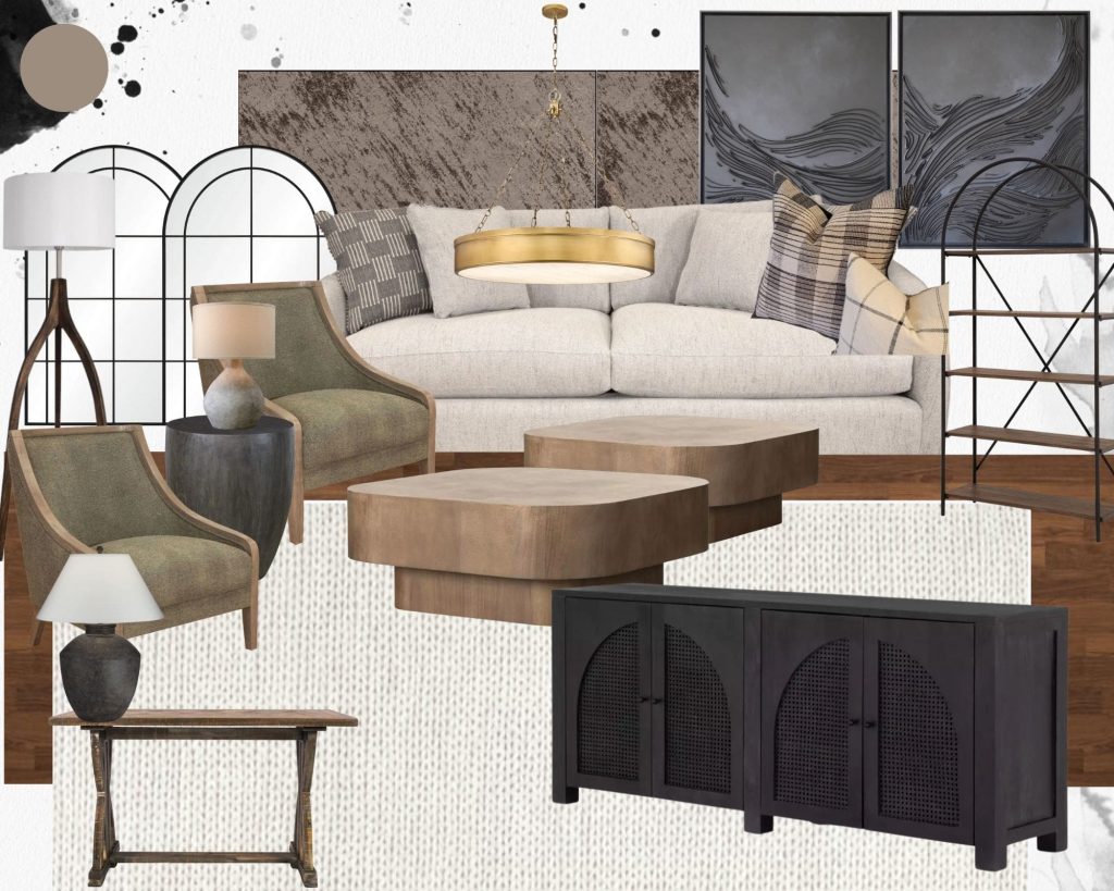 Renovation Show Wabi Sabi Room Interior Decorating Wabi MoodBoard Unshelf Design. Modern living room design inspiration.
