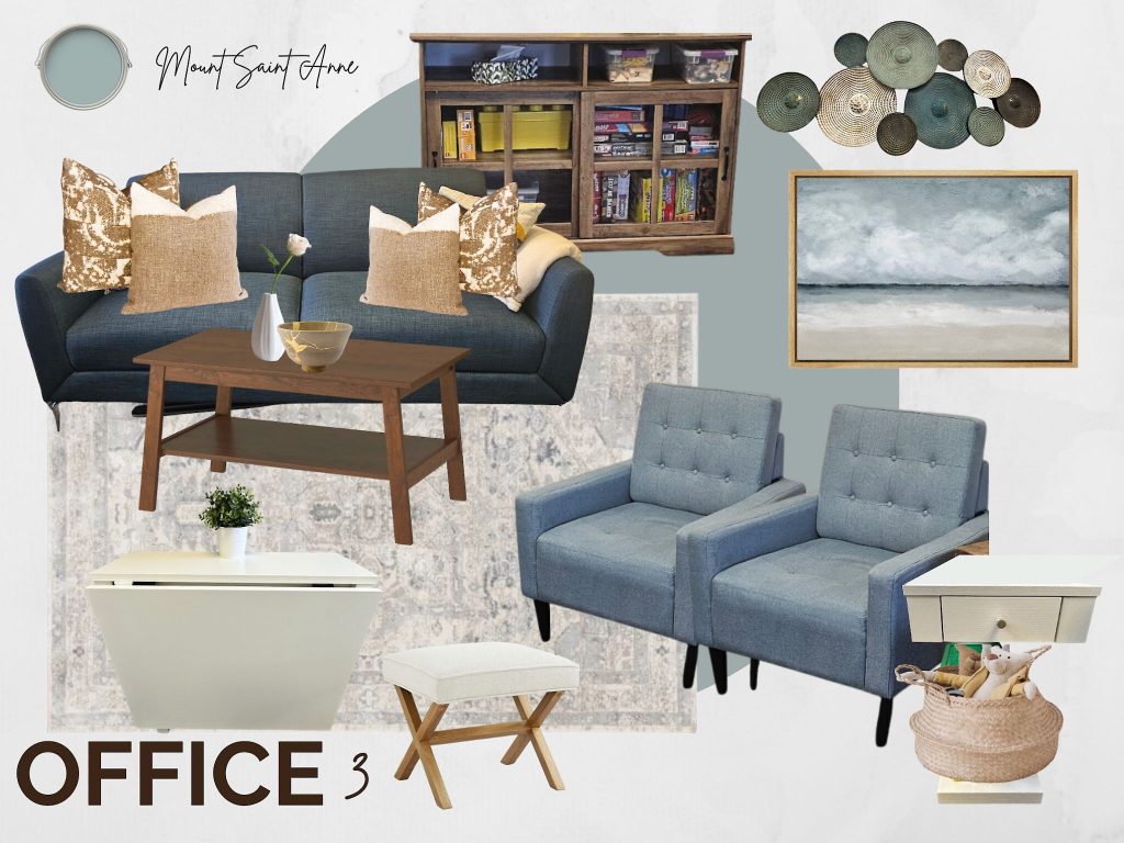a living room styled with dark burnt orange, brown and gorgeous artwork