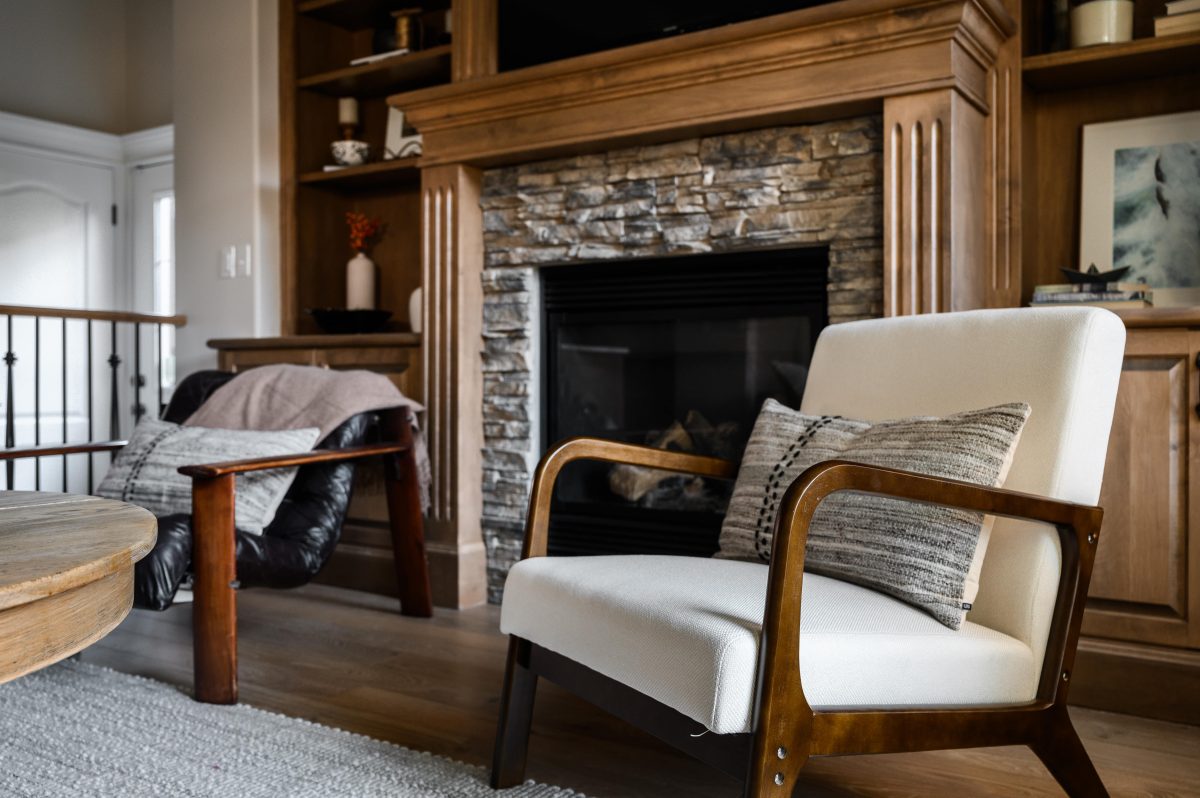 this bedroom had the furniture in it already, which was styled with minmal plant decor and a white duvet cover and pillows