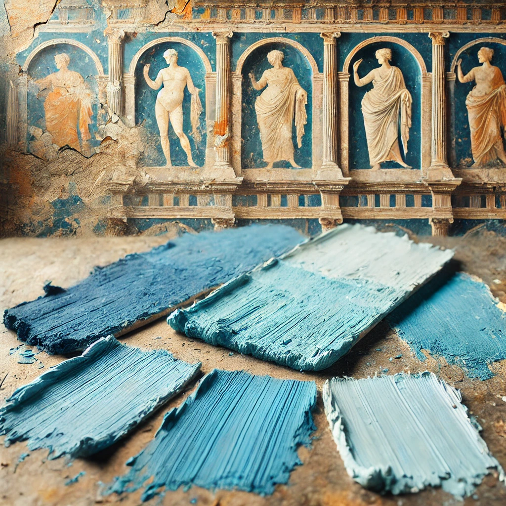 AI-generated image of pompeii blue swatches and frescoes