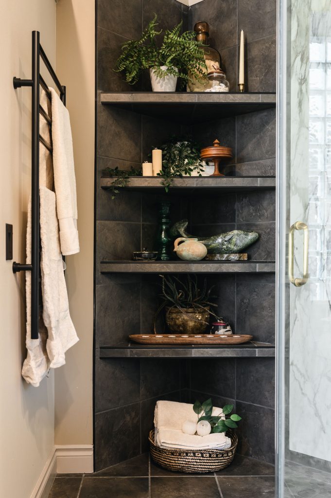 old world italian kitchen and bath renovation interior design and furnishing bathroom shelving unshelf design