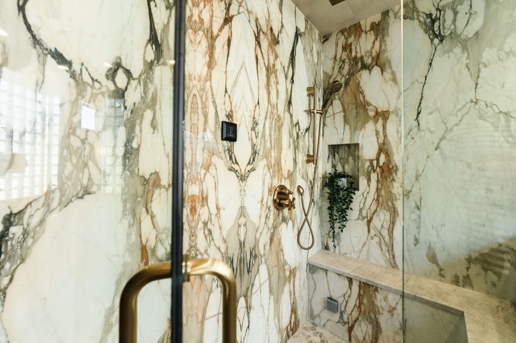 old world italian kitchen and bath renovation interior design and furnishing marble shower details unshelf design