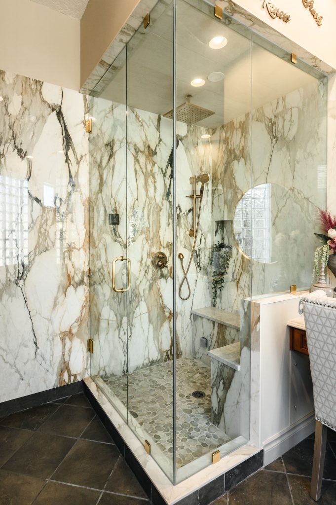 old world italian kitchen and bath renovation interior design and furnishing marble shower unshelf design