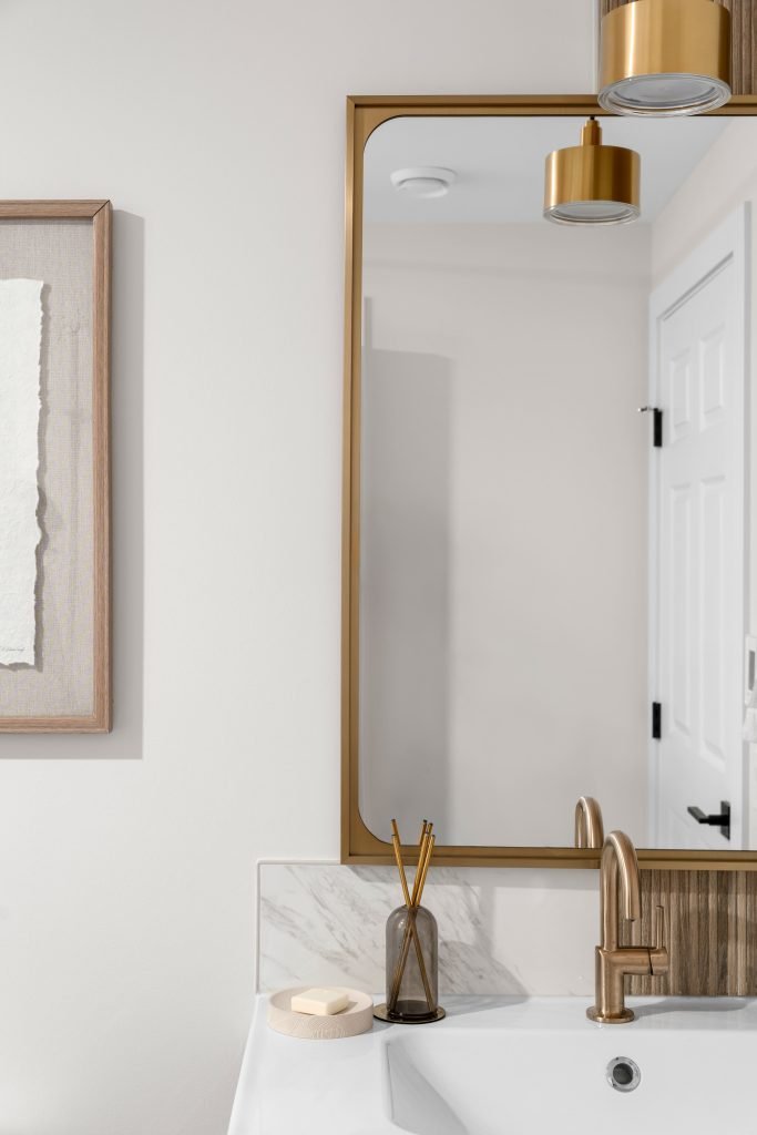 basement wellness space build out interior design and furnishing bathroom details unshelf design