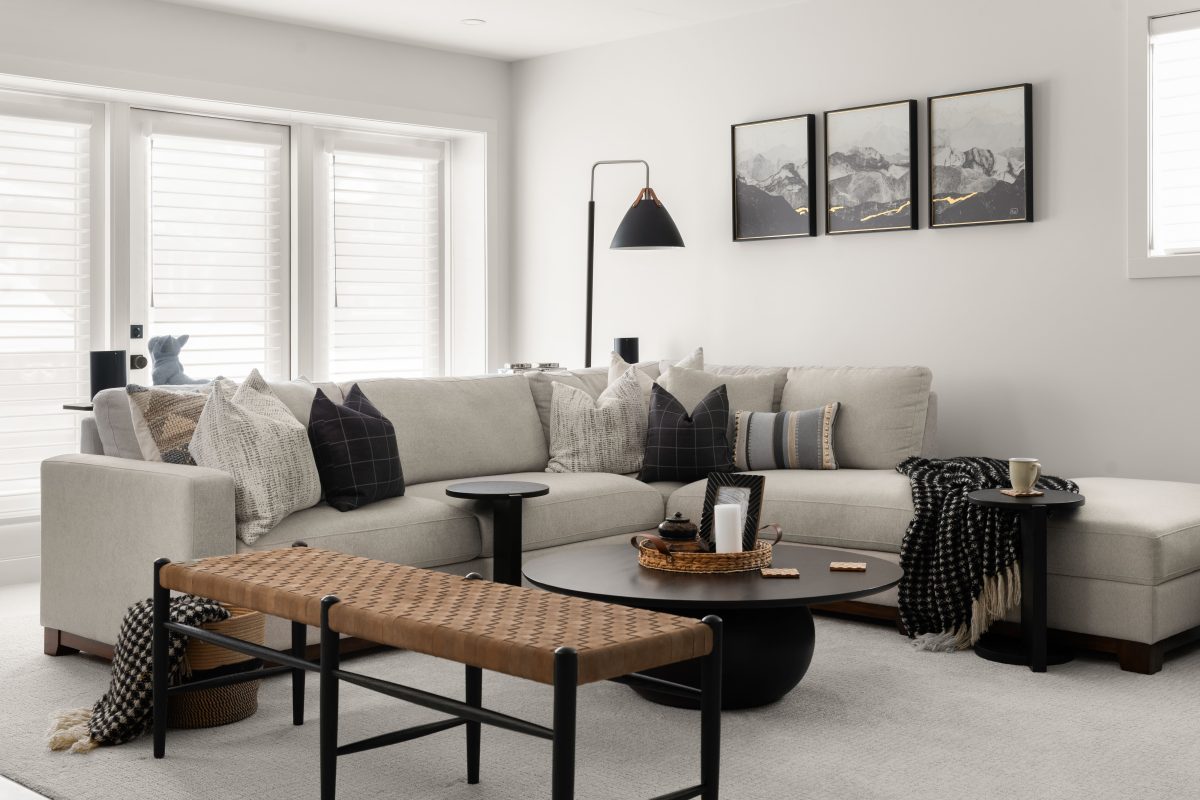 modern mountain v2 interior design and furnishing black accent media room unshelf design