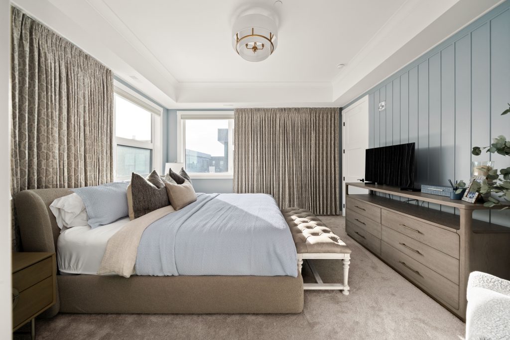 sophisticated luxury penthouse design interior design and furnishing primary bedroom styling unshelf design
